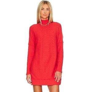 Free People Casey Rib Tunic Dress in Fiery Red Size Small